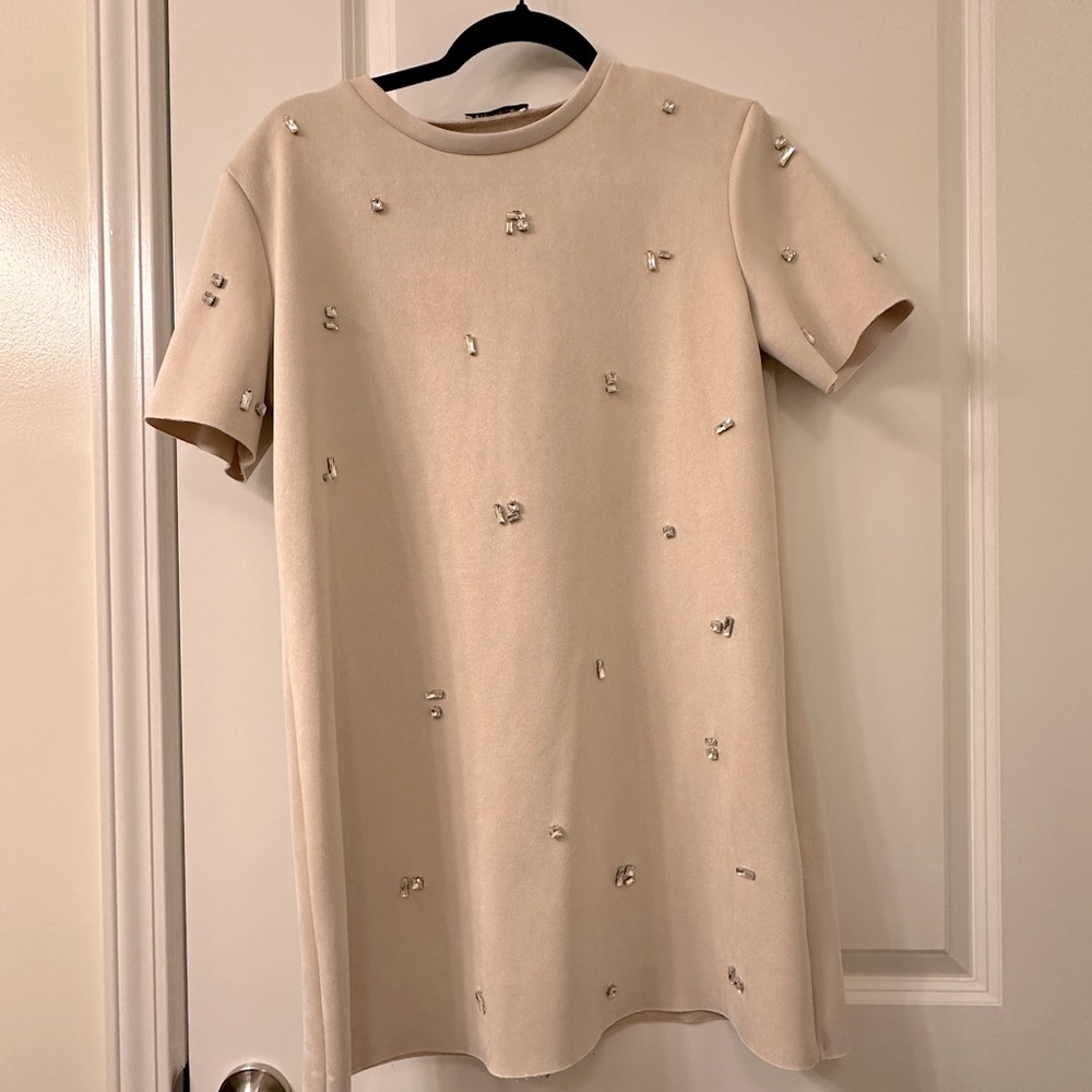 Zara Shirt faux suede jewel dress